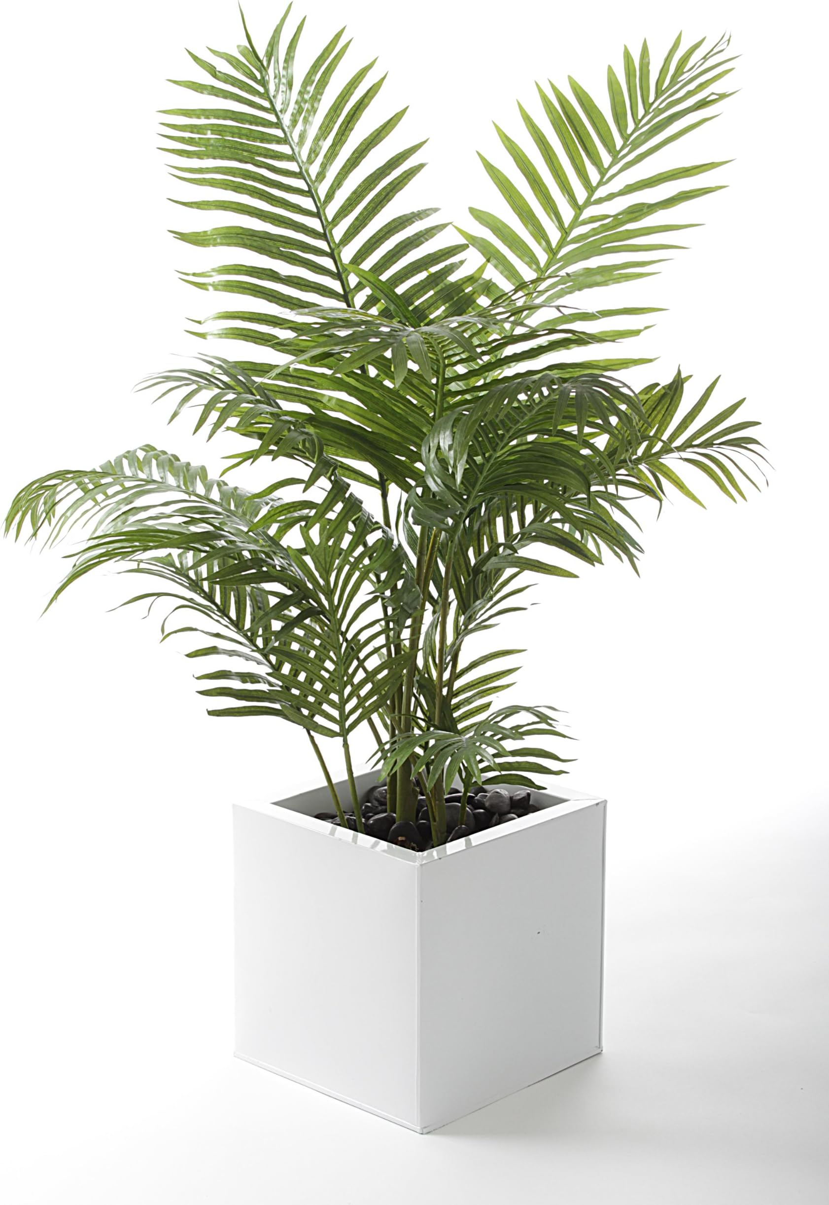 Closer2Nature 4ft Vibrant Artificial Areca Palm Tree with Silk Leaves or as Indoor Office, Entranceway and Home Décor includes Brown Plastic Pot