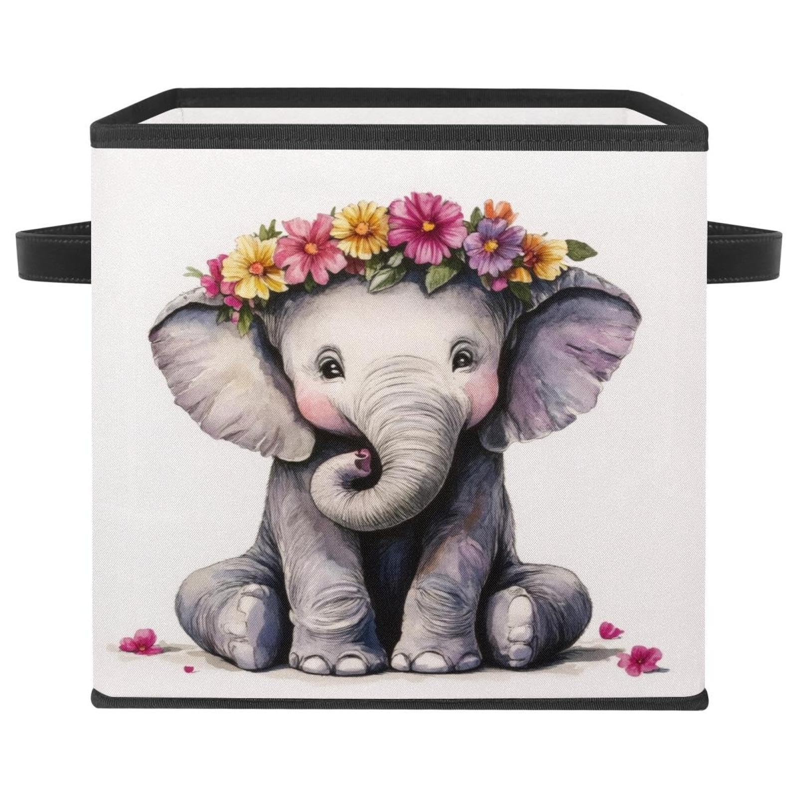 Panier de rangement éléphant avec poignées en tissu Oxford durable