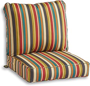South Pine Porch AM7820-SUNSET Sunset Stripe 2-Piece Outdoor Deep Seat Cushion Set