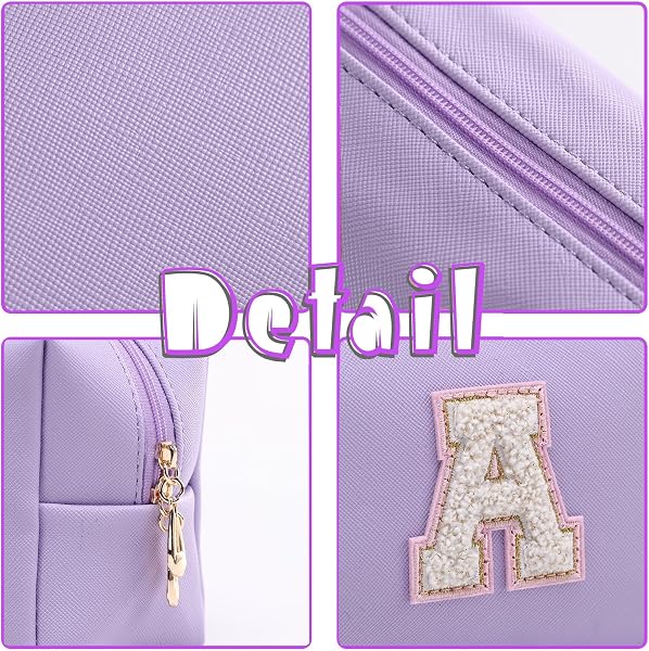Anntry trousse da borsa,Borse con iniziali personalizzate con cerniera, borsa cosmetica carina,Multifunzionale Trousse da Viaggio per Trucchi in pelle PU,Borsa Toilette per Donne ragazze (A-Z) - 4