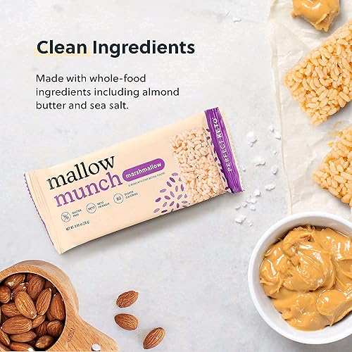 Miniatura 5 de Perfect Keto Mallow Munch  Barras de cereales keto para desayuno sin gluten con cero azúcar añadida  Disfruta de la golosina masticable que amas y