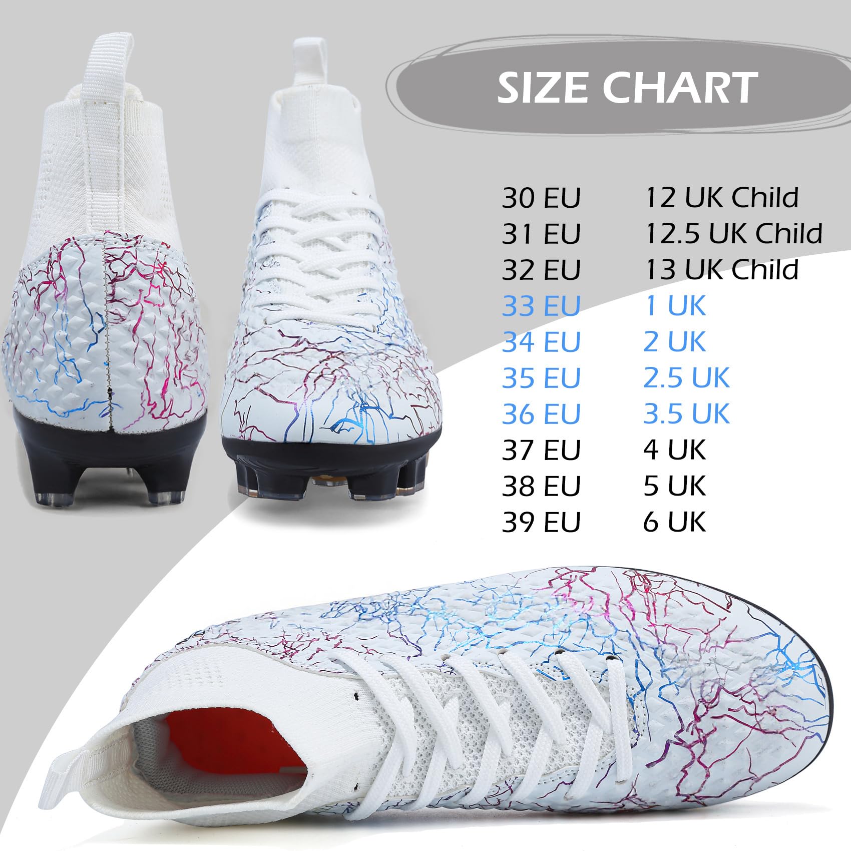 PiDaGlobal Scarpe da Calcio Bambini e Ragazzi Tacchetti da Professionali attività all'aperto Scarpe per Competizioni e Allenamento Scarpe da Calcetto per Adolescenti