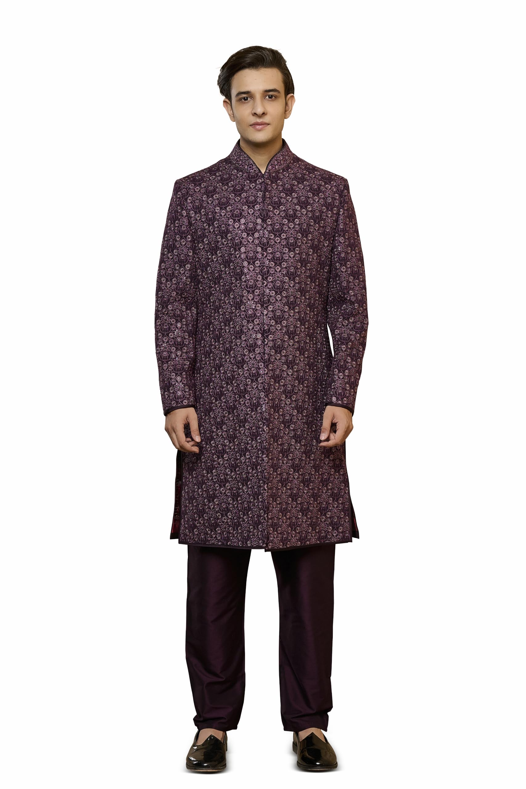 tasva Purple Floral Sherwani Set-picture-19