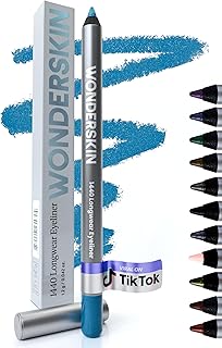 Wonderskin Eyeliner Pencil, 1440 Longwear Blue Eyeliner Pencil - Waterproof, Sharpenable & Smudge Proof (Aqua) ClimatePartner certified