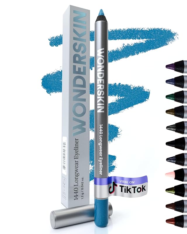 Wonderskin Eyeliner Pencil 1440 Longwear Blue Eyeliner Pencil - Waterproof Sharpenable Smudge Proof Aqua