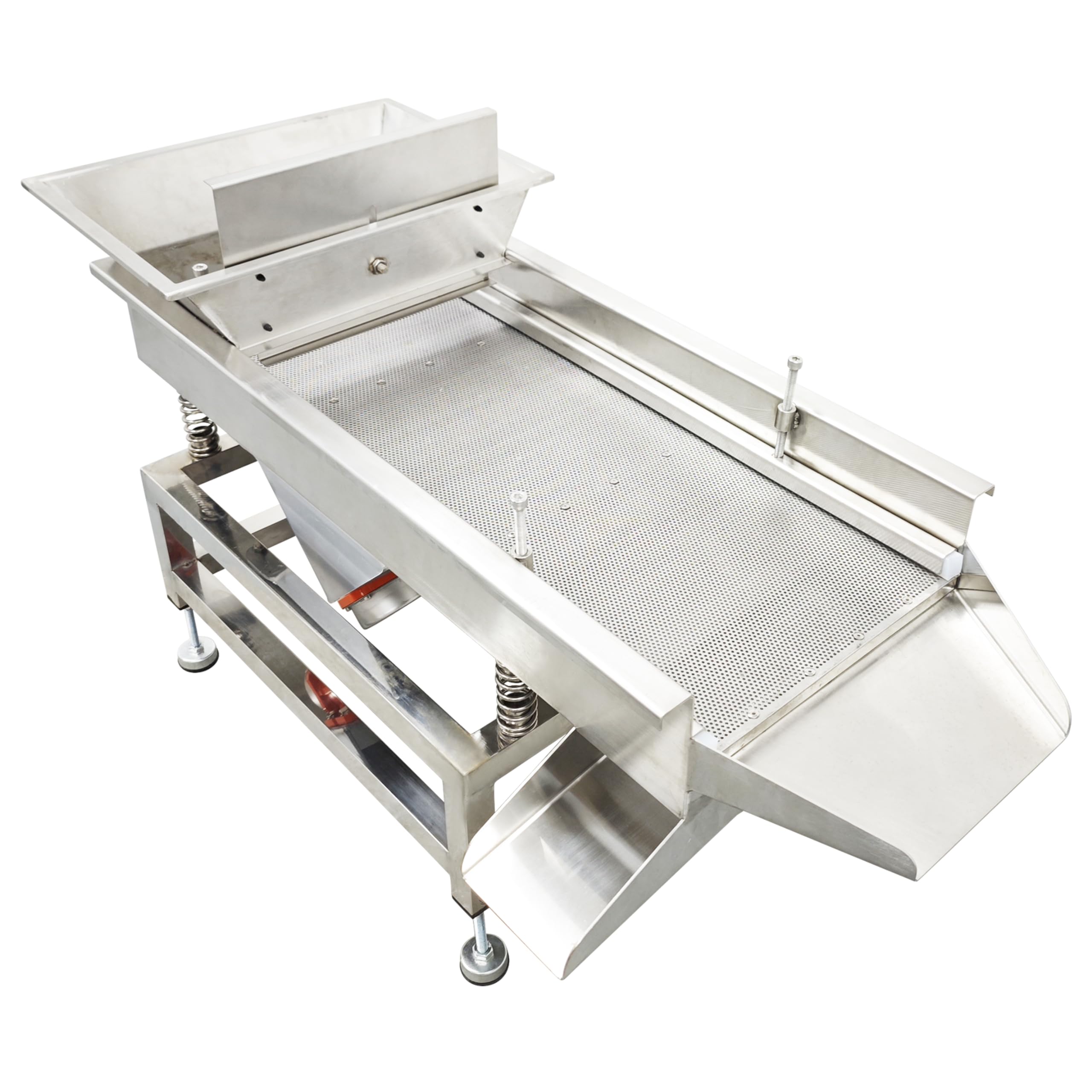 TECHTONGDA Straight Vibrating Sieve Screen Shaker Electric Linear Sifter Machine Stainless Steel One Layer Two Motors 2mm Round Hole Screen Size 11.8×31.5inch 110V