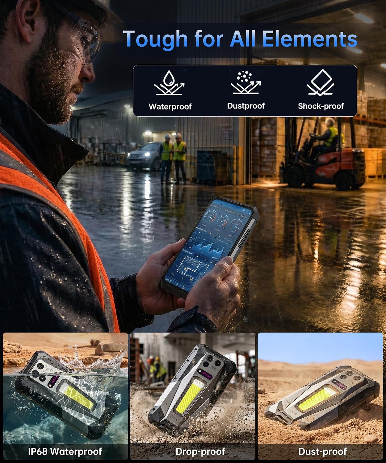 8849 Tank 5 eSIM Rugged Phone 5G, 6.73’’ 3K AMOLED Smartphone Android 16 | With 220LM/2K Projector, Waterproof Heavy Duty Industrial Work Cell Phone Unlocked,Large Battery OTG for Construction Camping 8