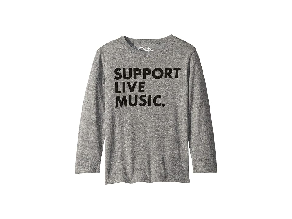 

Chaser Kids Super Soft Support Live Music Print Long Sleeve Tee (Little Kids/Big Kids) (Streaky Grey) Boy's Long Sleeve Pullover