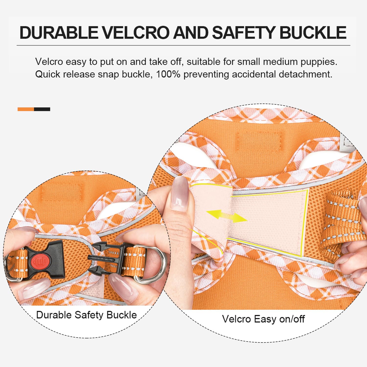 DORAMIO Pettorina Cane Taglia Piccola, Step-in Pettorina per Cani Gatti Cuccioli con Guinzaglio Comodo, Riflettente Traspirante Imbracatura Cane Morbida Imbottito per Passeggiate (XS, Arancione)