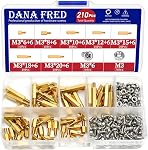 M3 Hex mâle en laiton Standoff Threaded Stud Mounting Pilier Hexagon PCB Plaque mère Spacer Vis à vis écrou Kit d'assortiment standard Montages 210Pcs