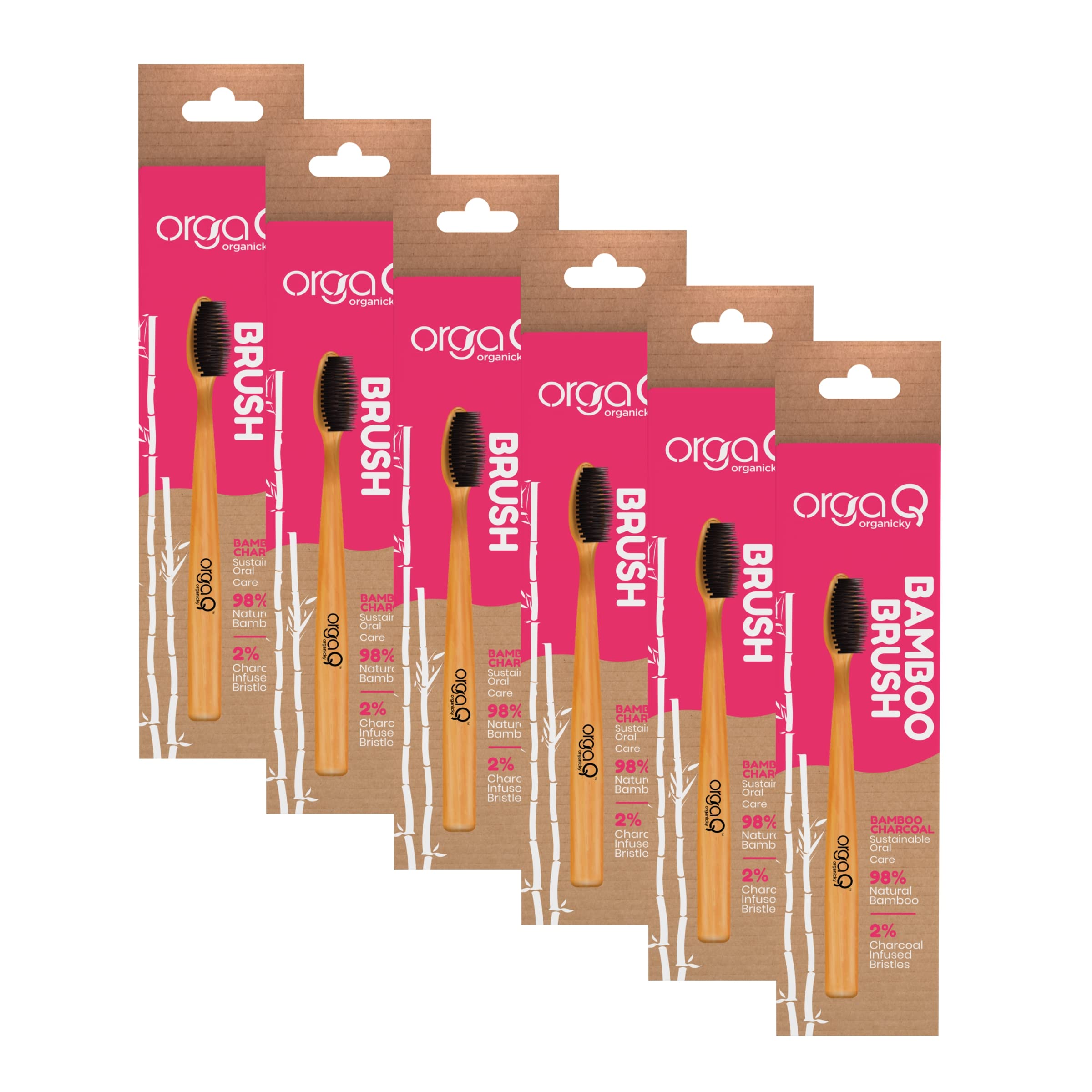OrgaQ Organicky Adult Natural Bamboo Automatic Toothbrush With Charcoal Infused Castor Bean Bristle For Oral Care|Eco Friendly-6 Pc (B0949F4ZBK) Amazon Price History, Amazon Price Tracker