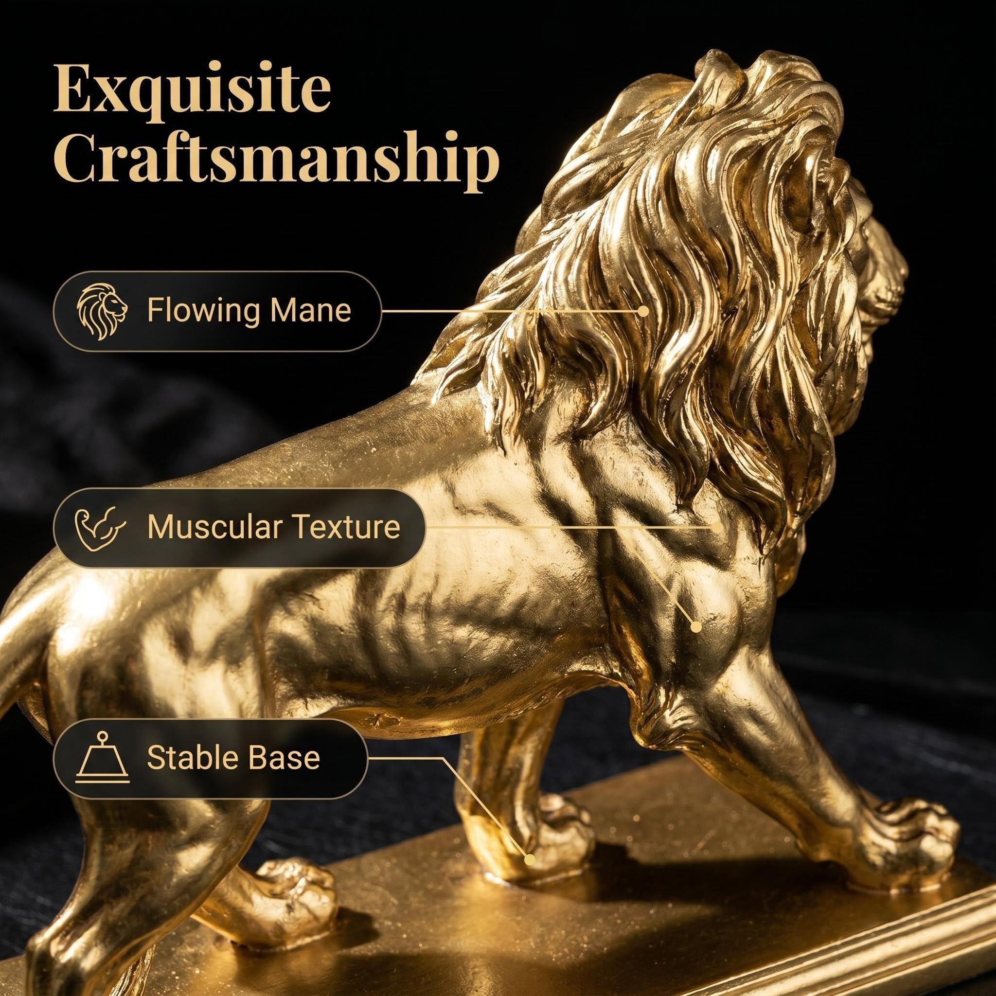Decorazione per la casa, scultura decorativa a forma di leone dorato, decorazione creativa per mensole, soggiorno, libreria, scrivania da ufficio, regalo unico per altri