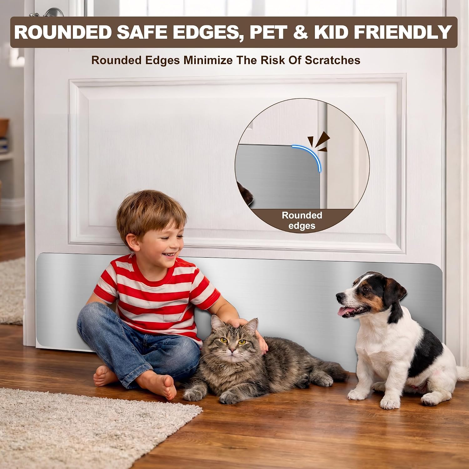 1 PCS 8" x 34" Self Adhesive Brushed Door Kick Plate for Bottom of Door, Stainless Steel Front Door Kick Plates, Kickplates for 36" Door Interior and Exterior