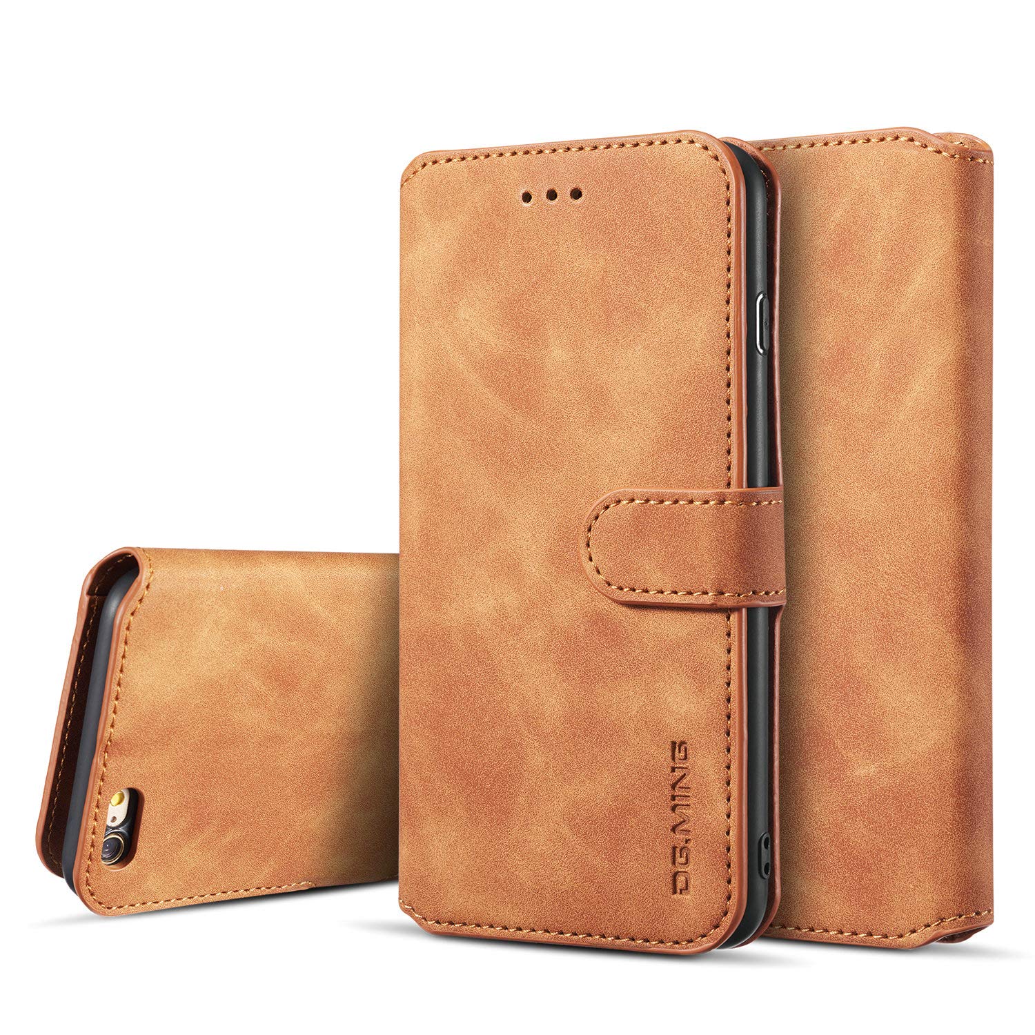 UEEBAICase for iPhone 7 Plus iPhone 8 Plus, Luxury PU Leather Case Vintage Wallet Flip Cover TPU Inner Shell [Card Slots] [Magnetic Closure] Stand Function Folio Shockproof Full Protection - Brown
