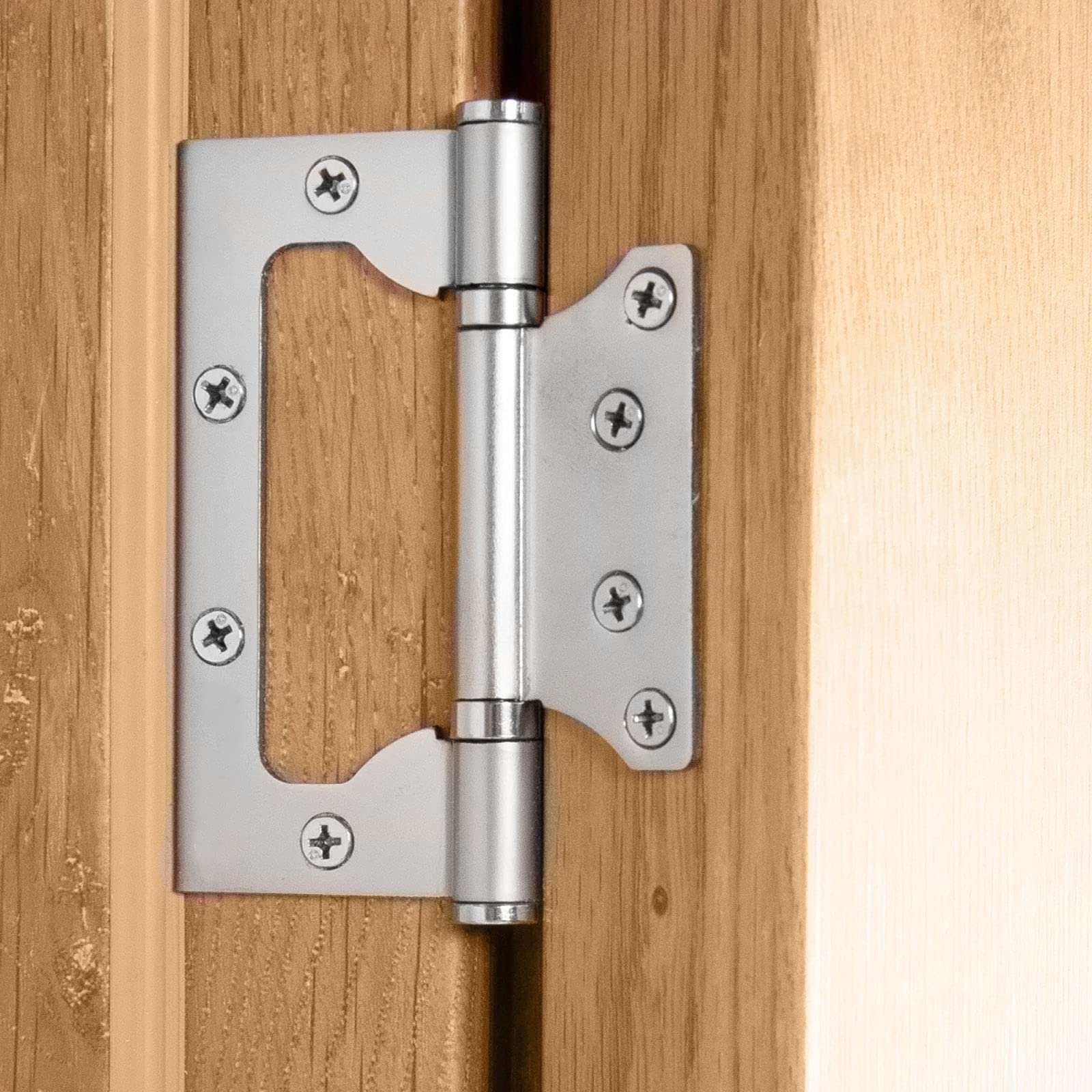 ZOENHOU 24 PCS Non-Mortise Hinges - 4x3 Inch Brushed Nickel Flush Door Hinges | Heavy Duty Stainless Steel With Screws For Easy Installation