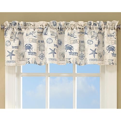 Beach Coastal Decor Curtains Blinds Tan White Seashell Window