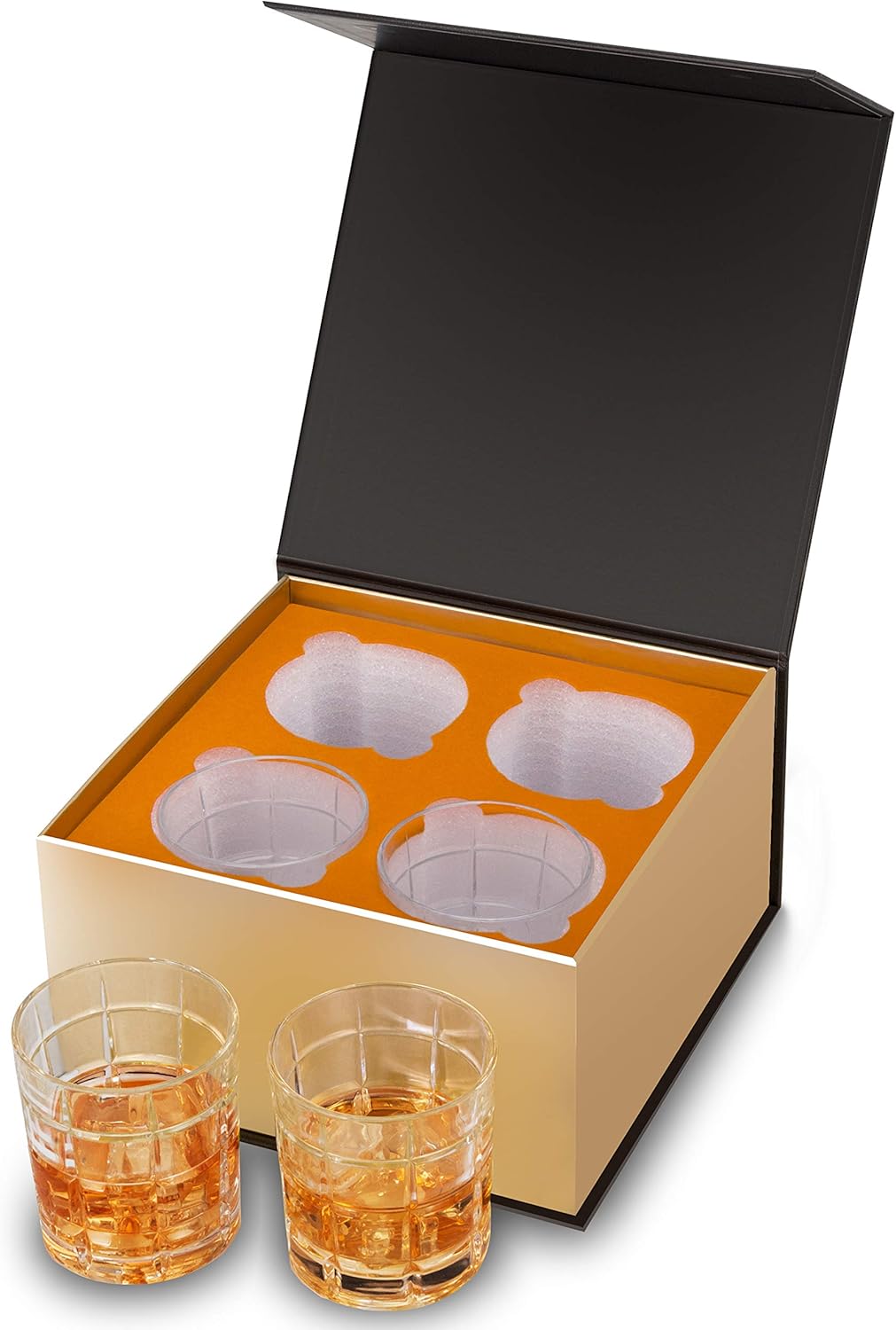 KANARS Old Fashioned Whiskey Glass, Crystal 10 Oz Rock Glasses Set of 4 In Luxury Gift Box for Cognac Cocktail Snifter Irish Whisky, Lowball Bourbon Glasses Tumbler, Gifts for Men Dad