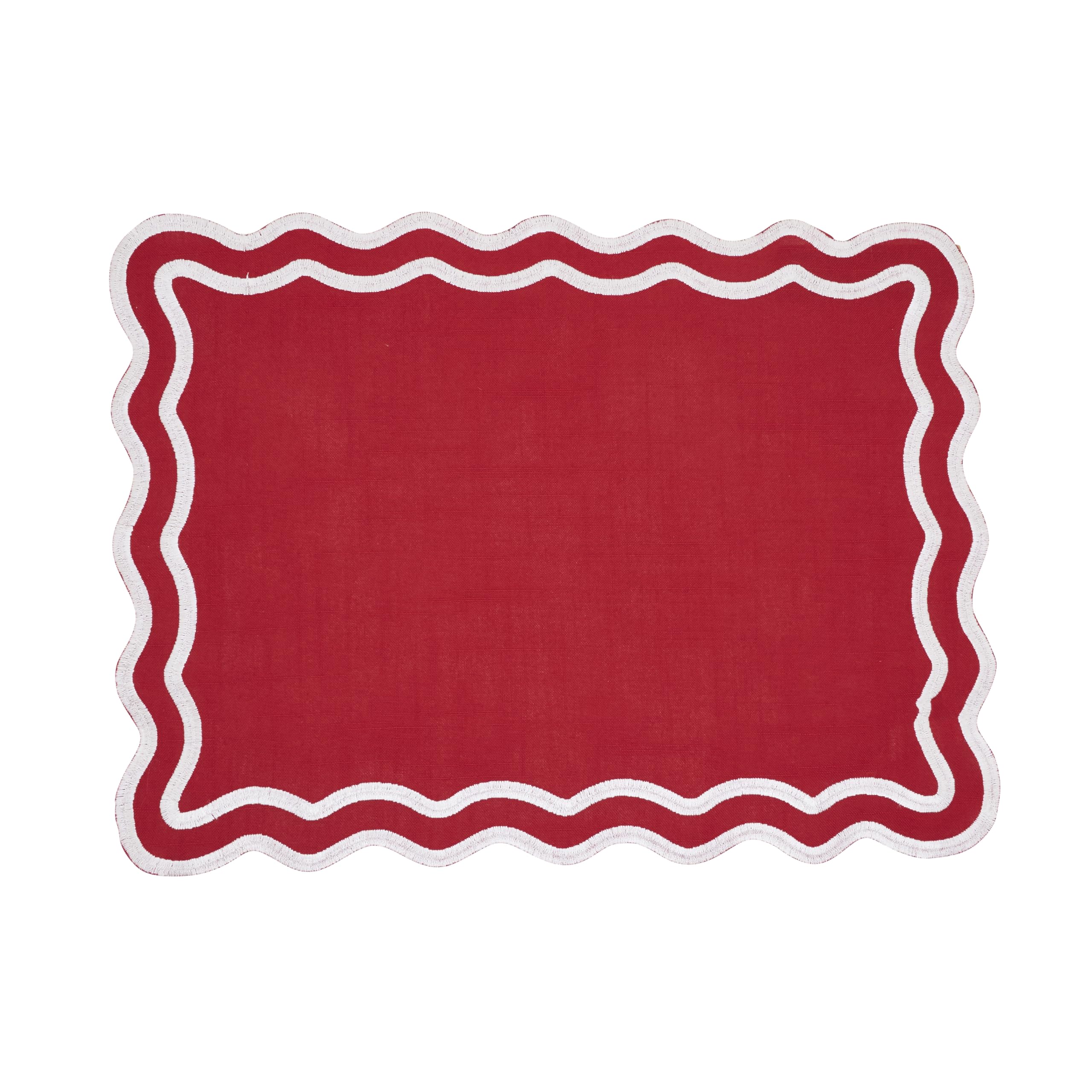 SARO Lifestyle Lot de 4 Sets de Table brodés festonnés – Sets de Table décoratifs en Coton pour Salle à Manger Quotidienne, Divertissement décontracté et Style de Table superposé, 35,6 x 50,8 cm