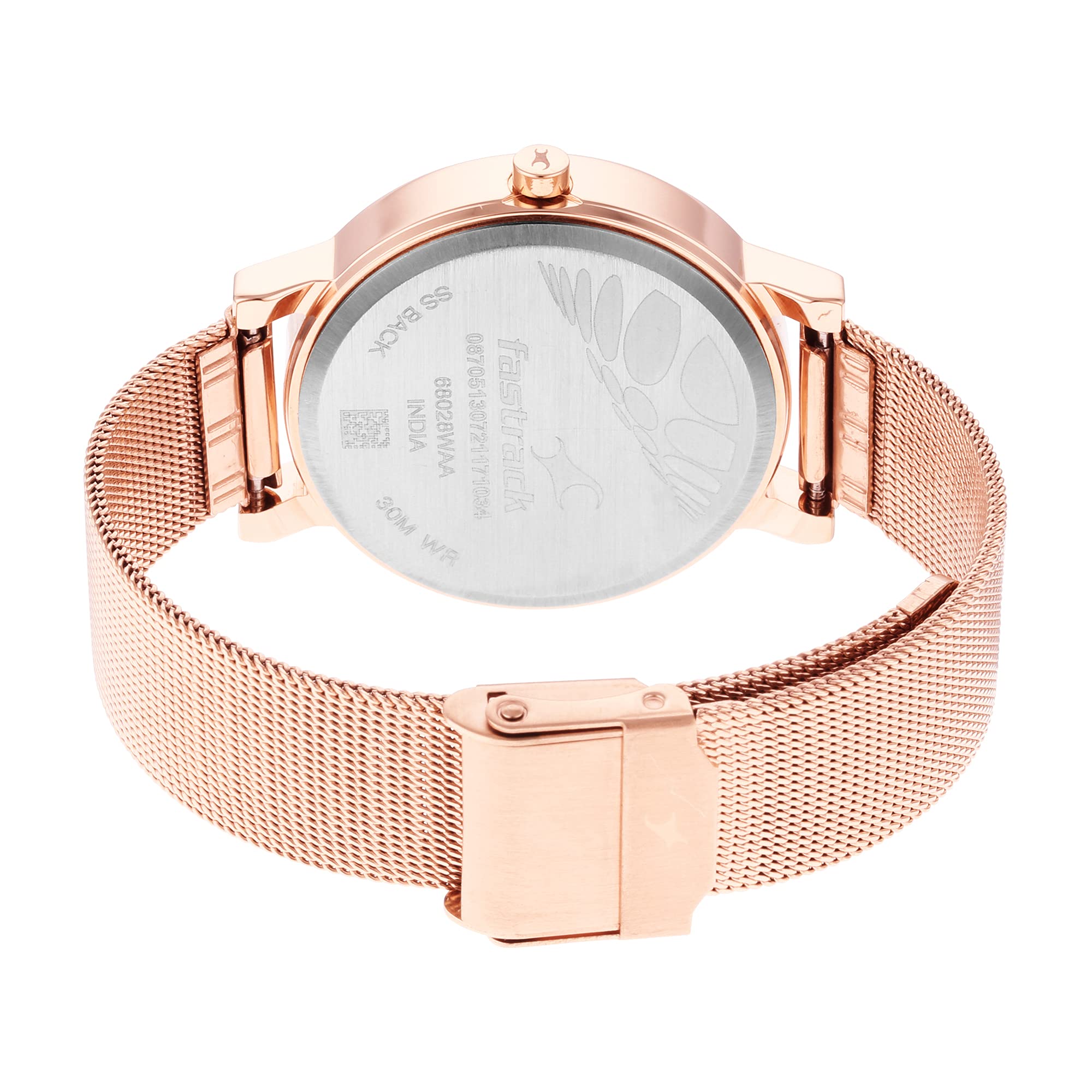 Fastrack Fleek Quartz Analog Rose Gold Dial Rose Gold Metal Strap Watch for Women - NT68028WM01
