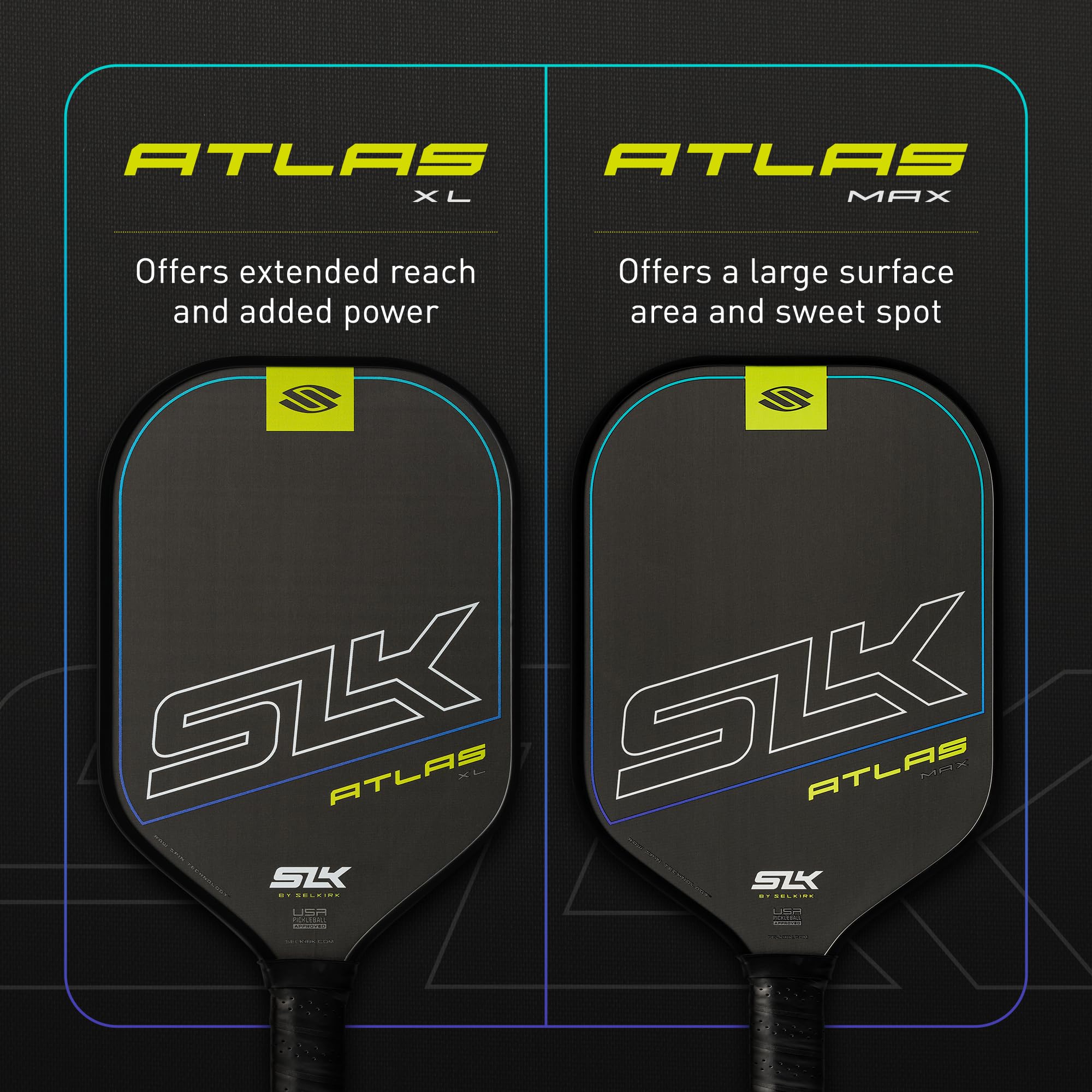 2025 SLK Atlas Pickleball-Paddel von Selkirk Sport | Pickleball-Paddel aus Kohlefaser | G5 Raw Carbon-Gesicht & Rev-Control Polymer-Wabenkern Pickleballschläger