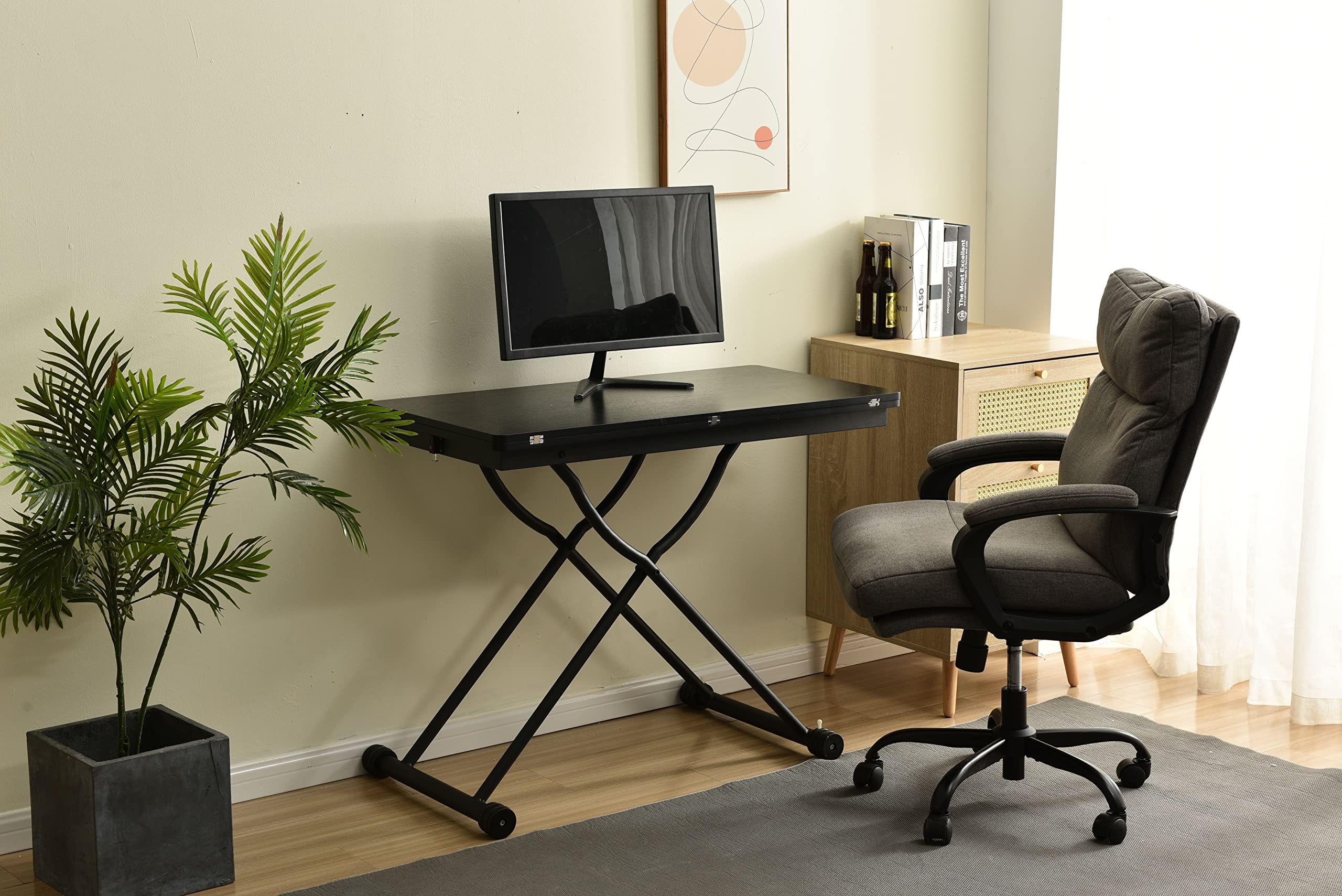 Amazon.co.jp: テーブル 天板が2倍に広がるガス圧昇降テーブル 100×50