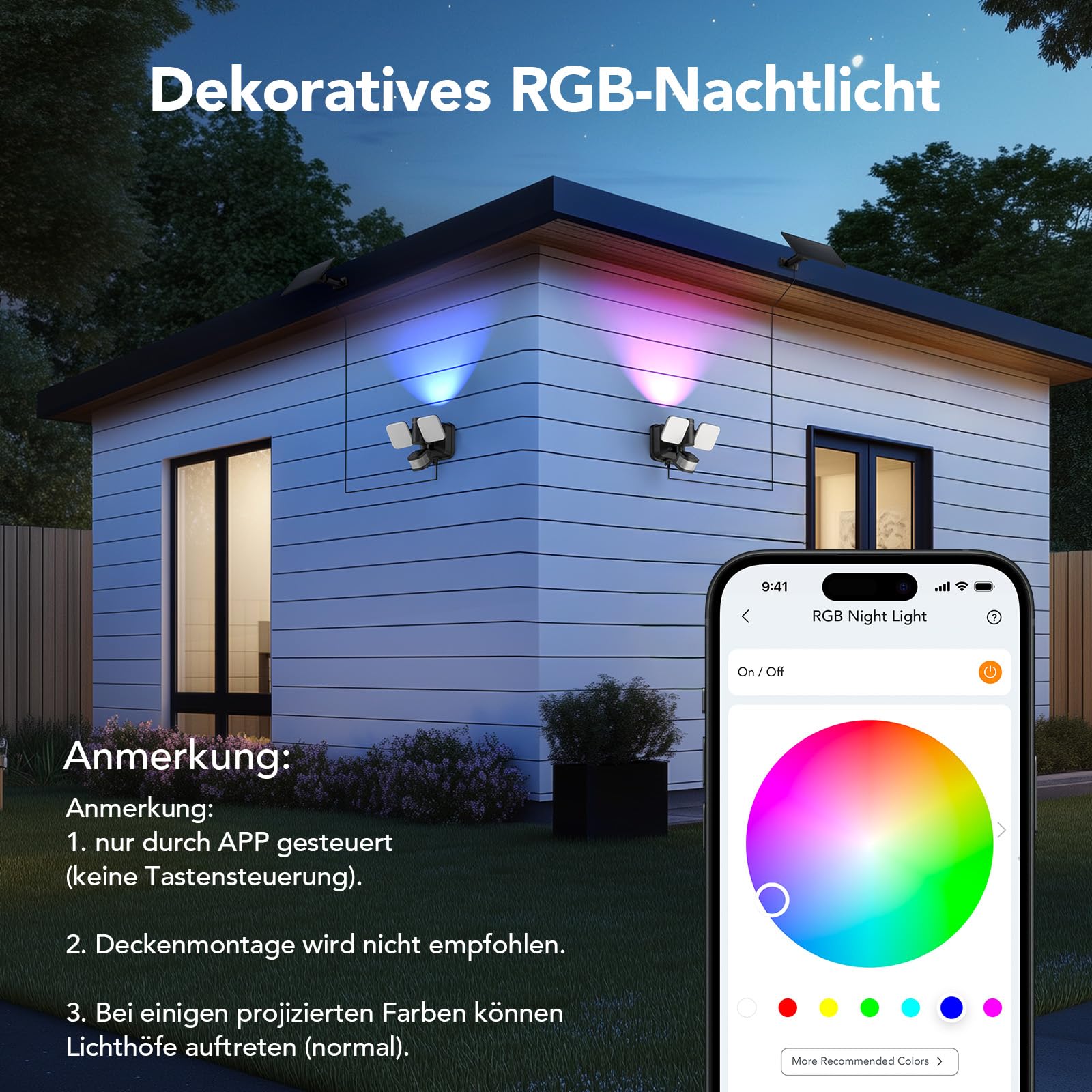 Linkind Solar & 230V Netzstrom Hybrid Außenstrahler mit Bewegungsmelder, Smart App Steuerung Außenleuchte mit RGB Nachtlicht, IP65 Wasserdicht, CCT, Timerfunktion, 25W 3000LM
