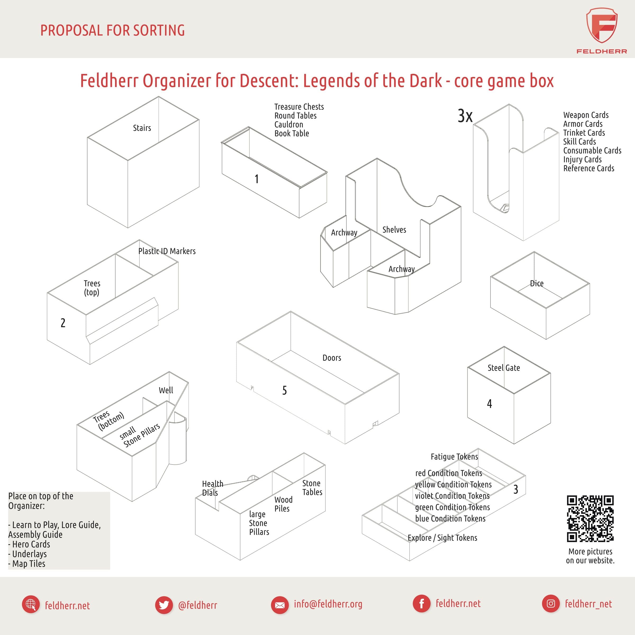 Feldherr Organizer + Set di Schiuma Compatibile con Descent: Legends of The Dark - Scatola del Gioco Principale