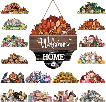 Yousoontic Interchangeable Welcome Sign,Dark Color,Home Welcome