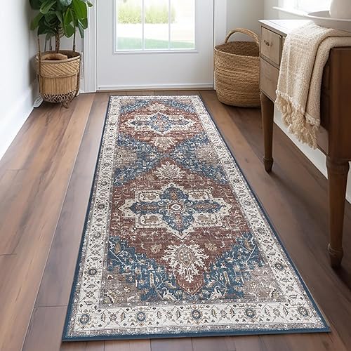 Vista 34 de jinchan Alfombra lavable de 8 x 10 pies, diseño tribal de pelo bajo, resistente a las manchas, alfombra bohemia envejecida, alfombra suave de lana