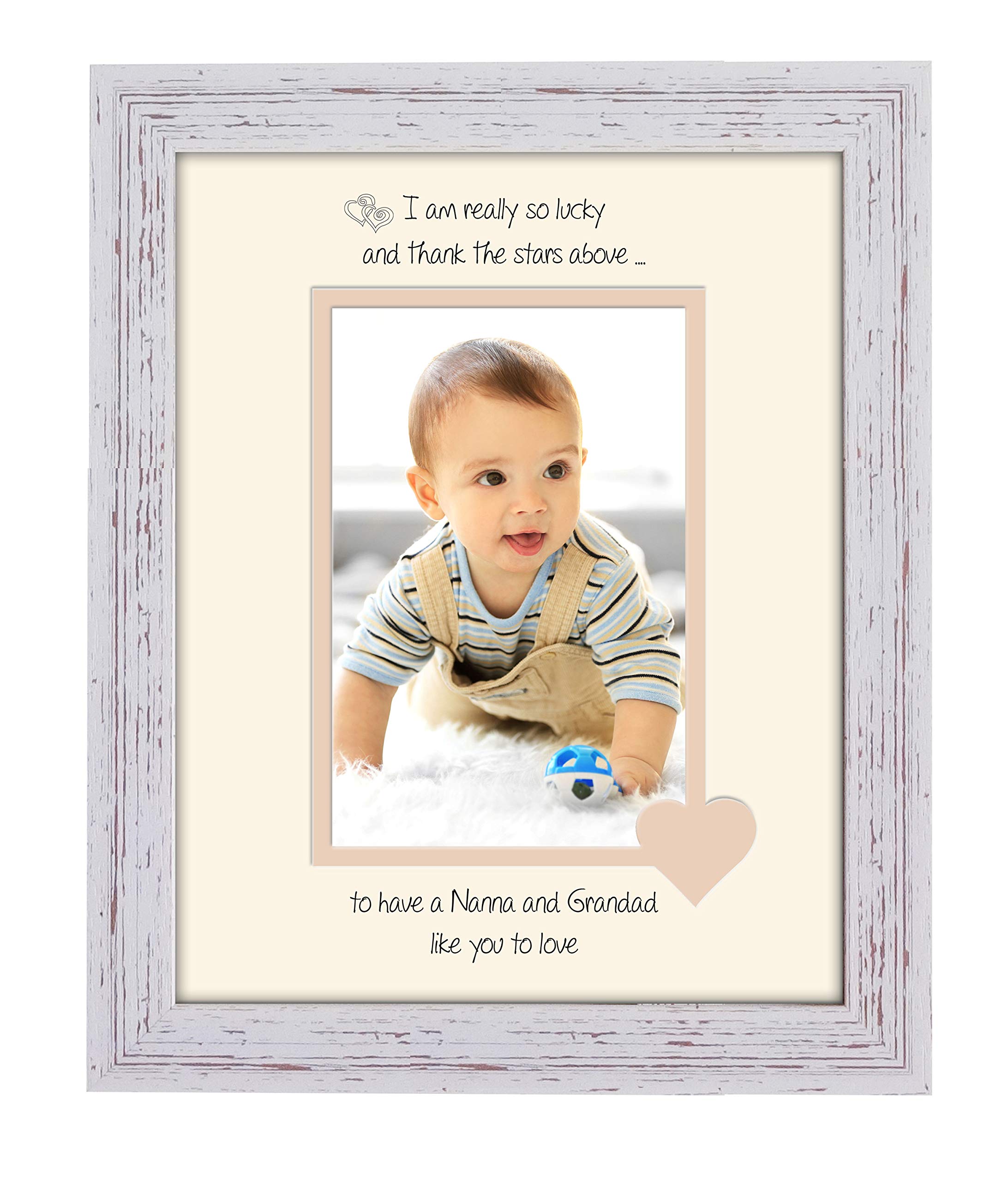 Photos In A Word Shabby Chic Frame Cream Mount Beige Inside Nanna And Grandad Photo Frame I Thank The Stars Portrait 1056F Double Mounted Quality Gift (Shabby Chic Frame Cream Mount Beige Inside)