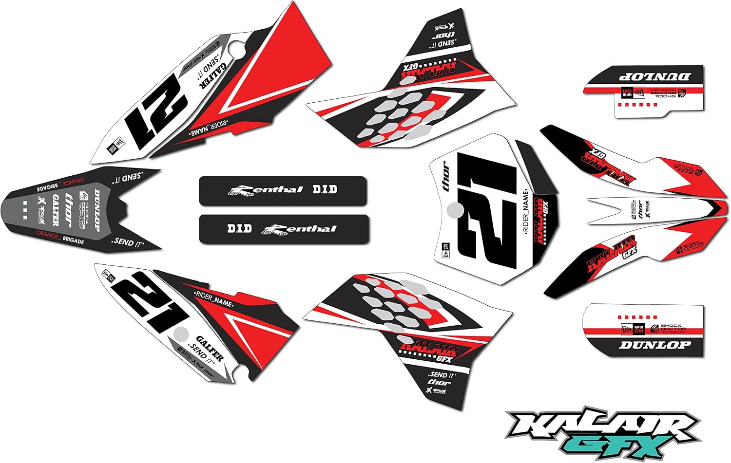 Graphics Kit for KTM 65SX SX65 (2009-2015) Krew Series Red-White 16 Mil-Dirt Pit Bike Motorcycle Stickers,Dirtbike Racing Decal Automotive Motocross Accessories no Plastics