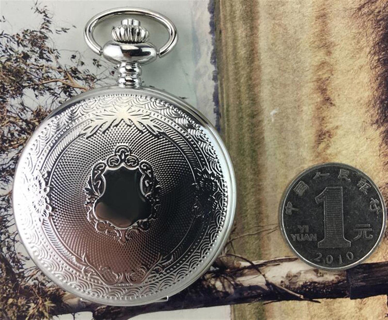 Collar de Reloj de Bolsillo mecánico Vintage para Hombres y Mujeres, diseño de Esqueleto con números Romanos, Elegante Reloj de Pared Tallado