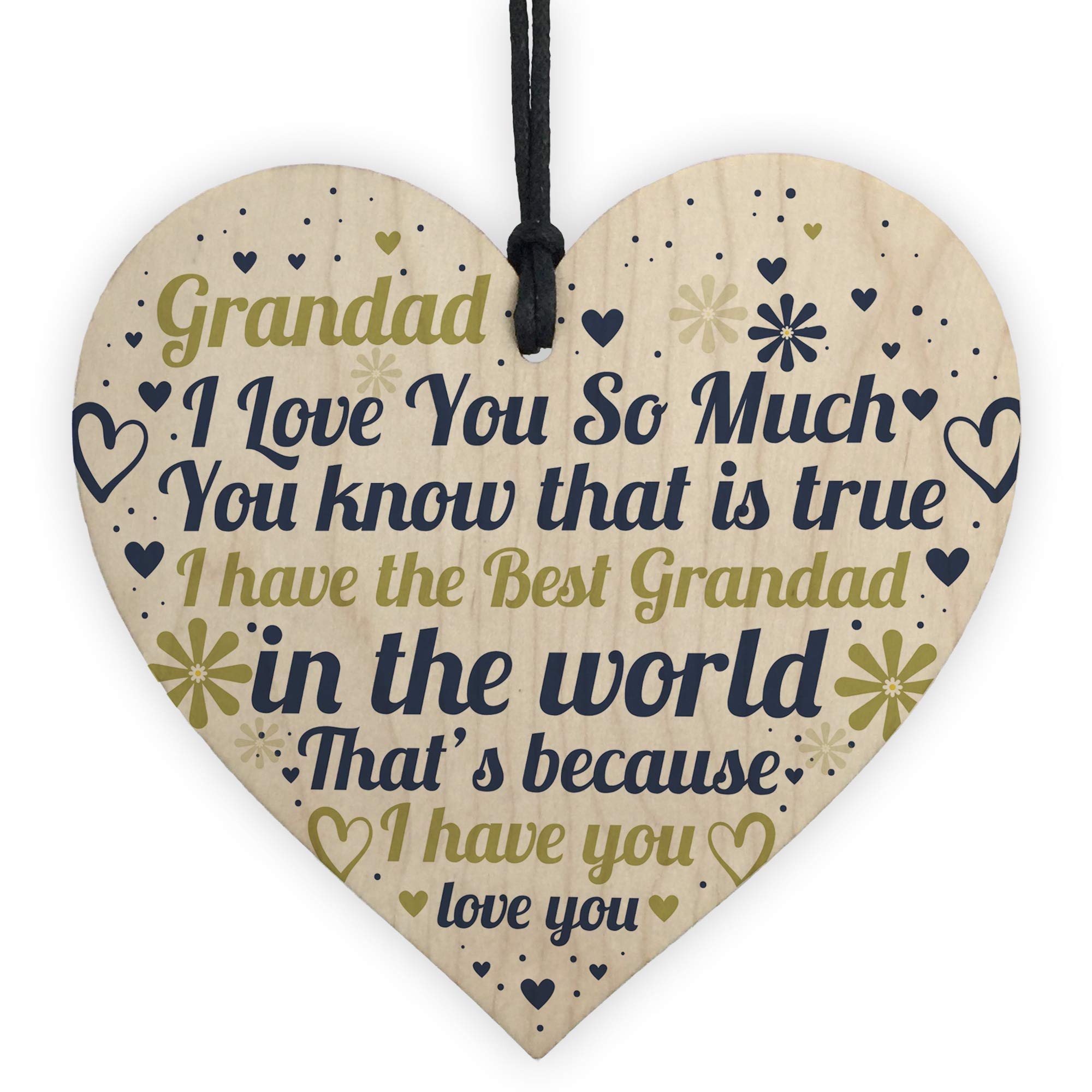 Red Ocean Grandad Gifts Fathers Day Gift For Him Wooden Heart Grandad Birthday Gift Keepsake Thank You Plaque
