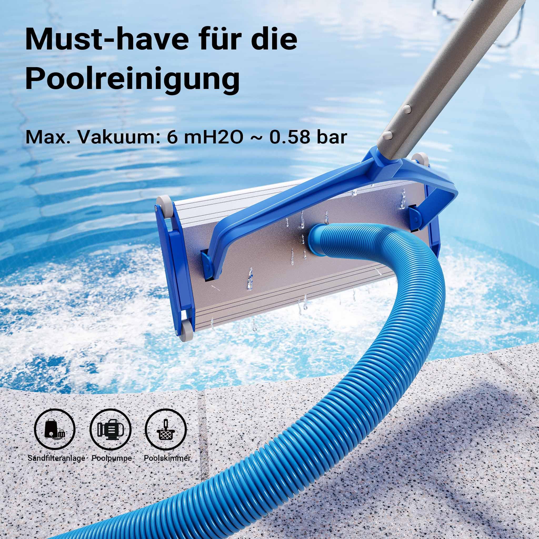 Wiltec Poolschlauch 30 m ⌀32 mm, Schwimmbadschlauch mit Muffen, Pumpenschlauch für Schwimmbecken, Saugschlauch, Solarschlauch