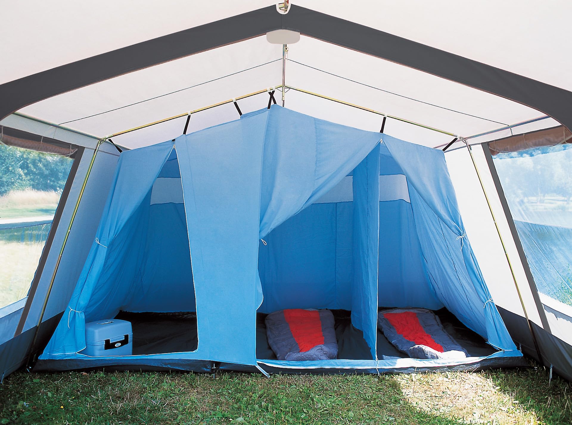 dwt Camping Zelt Villa II, Familienzelt in 2 Größen für 4 oder 6 Personen, geräumiges Steilwandzelt inkl. wasserdichter Bodenwanne, Größe:Gr. 4 Sport & Freizeit