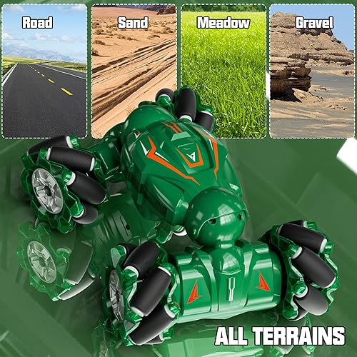 Miniatura 6 de Coche de acrobacias a control remoto, sensor de gestos, juguete de coche de acrobacias para niños de 6 7 8 9 10 11 12 años, 2.4GHz 4WD RC doble cara