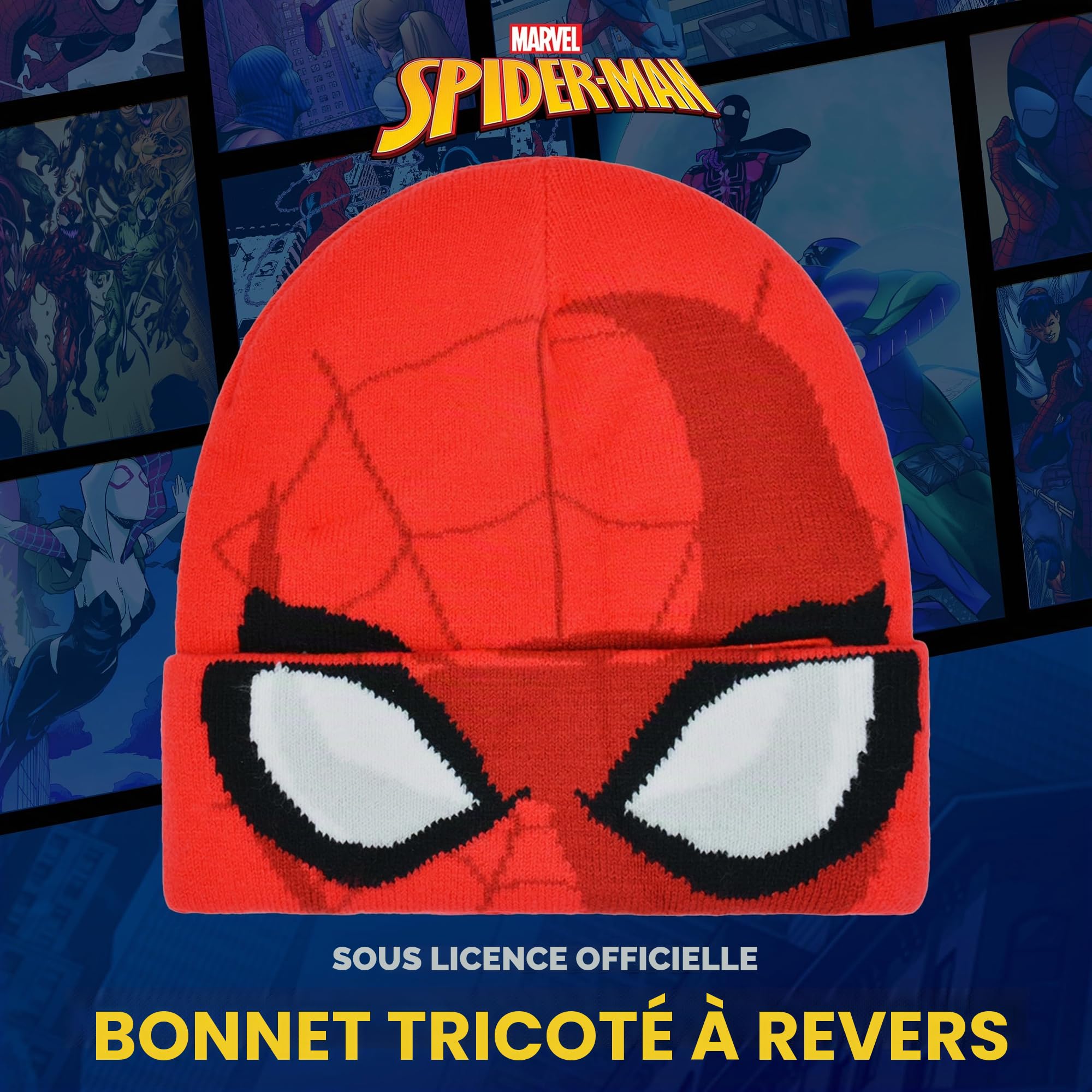 Concept One Marvel Spider-Man Miles Morales Bonnet d'hiver Tricoté À Revers - Bonnet - Mixte