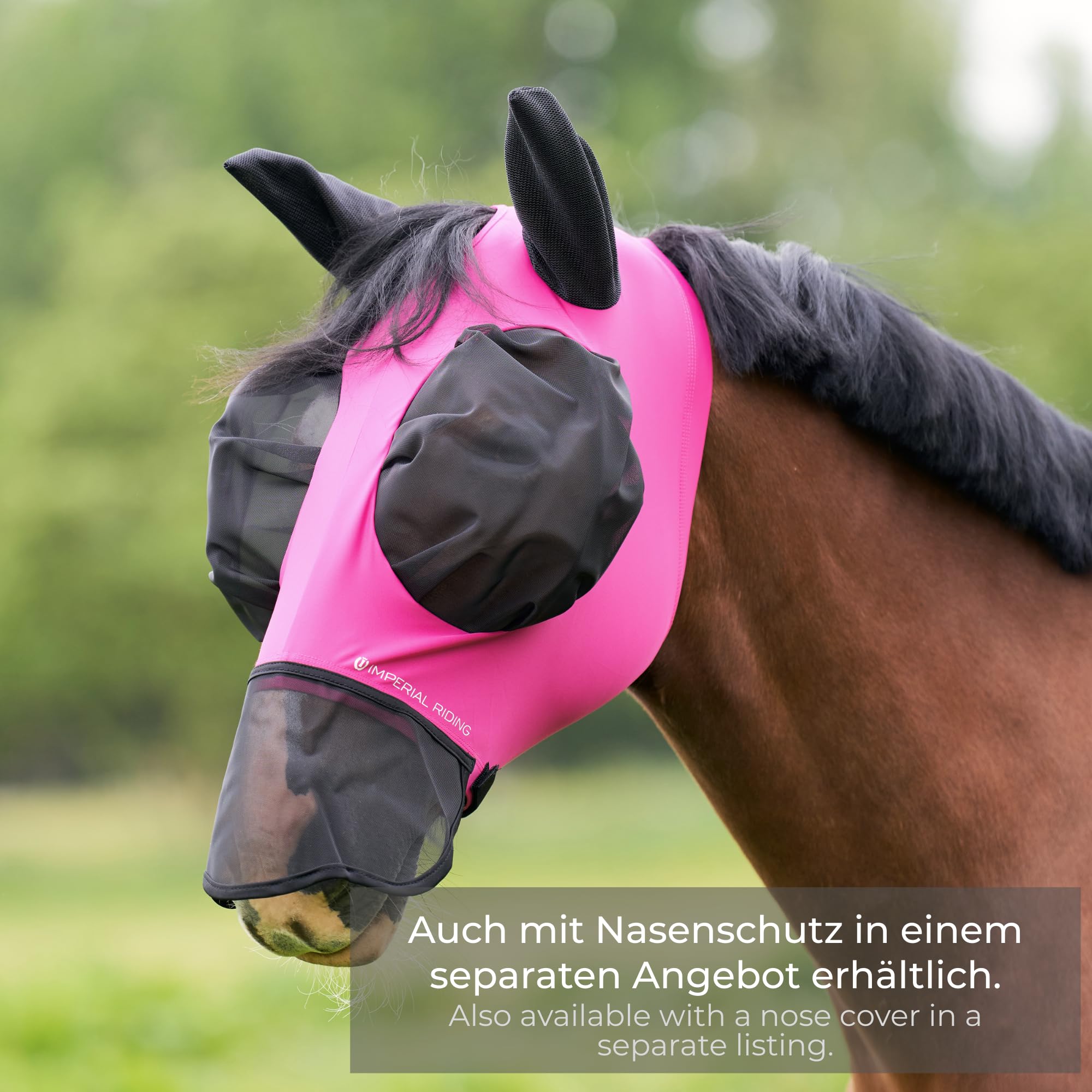 Imperial Riding Fliegenmaske „Trail Ride“ ohne Nasenschutz, Schwarz AOP, Full