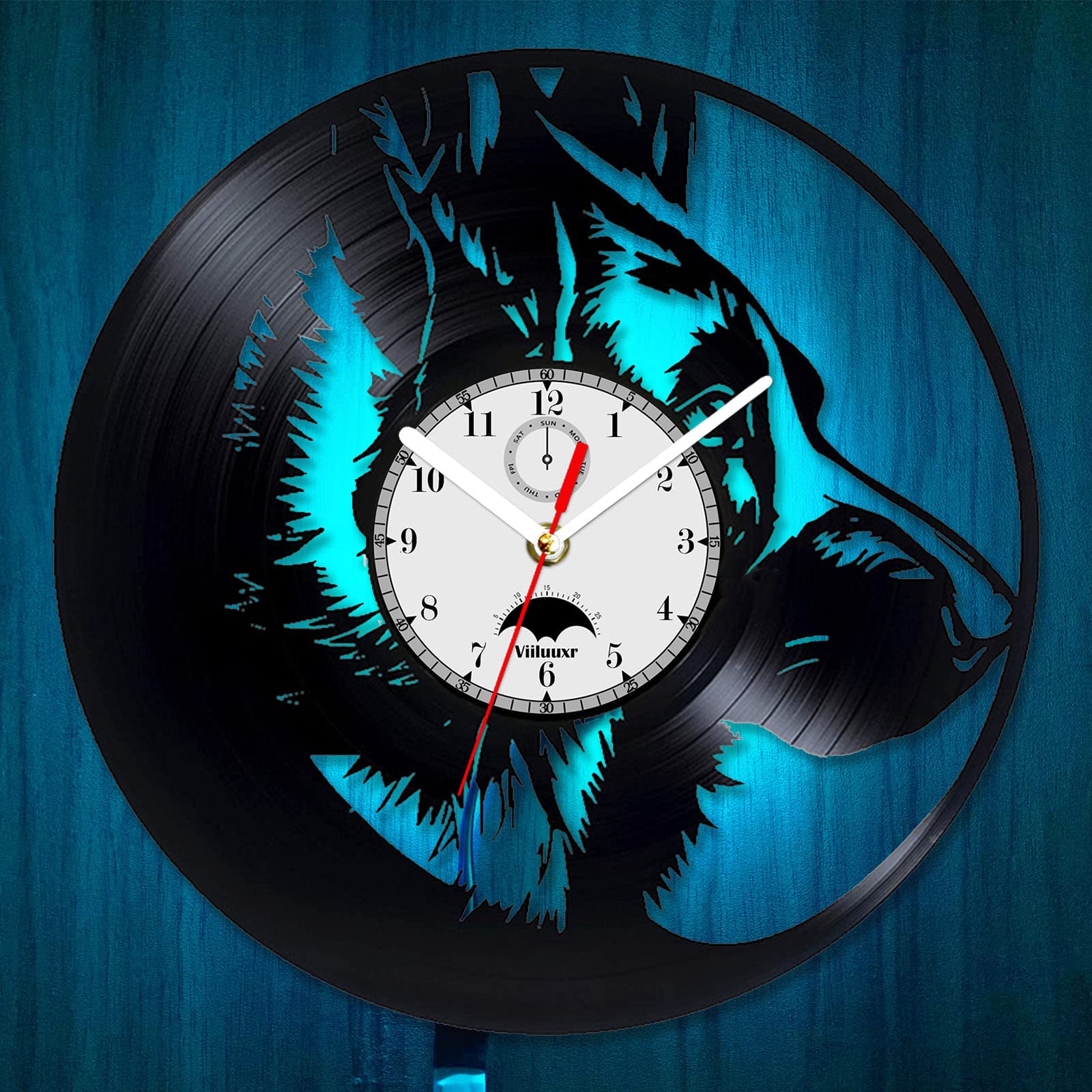 German Shepherd Clock Vinyl Record Wall Clock 12-Inch LED Wall Clock | Home Decor Creative Gifts for German Shepherd Dog Lover | Hanging Night Lamp 7 Color Luminous Wall Clock. (DG A4 With LED)