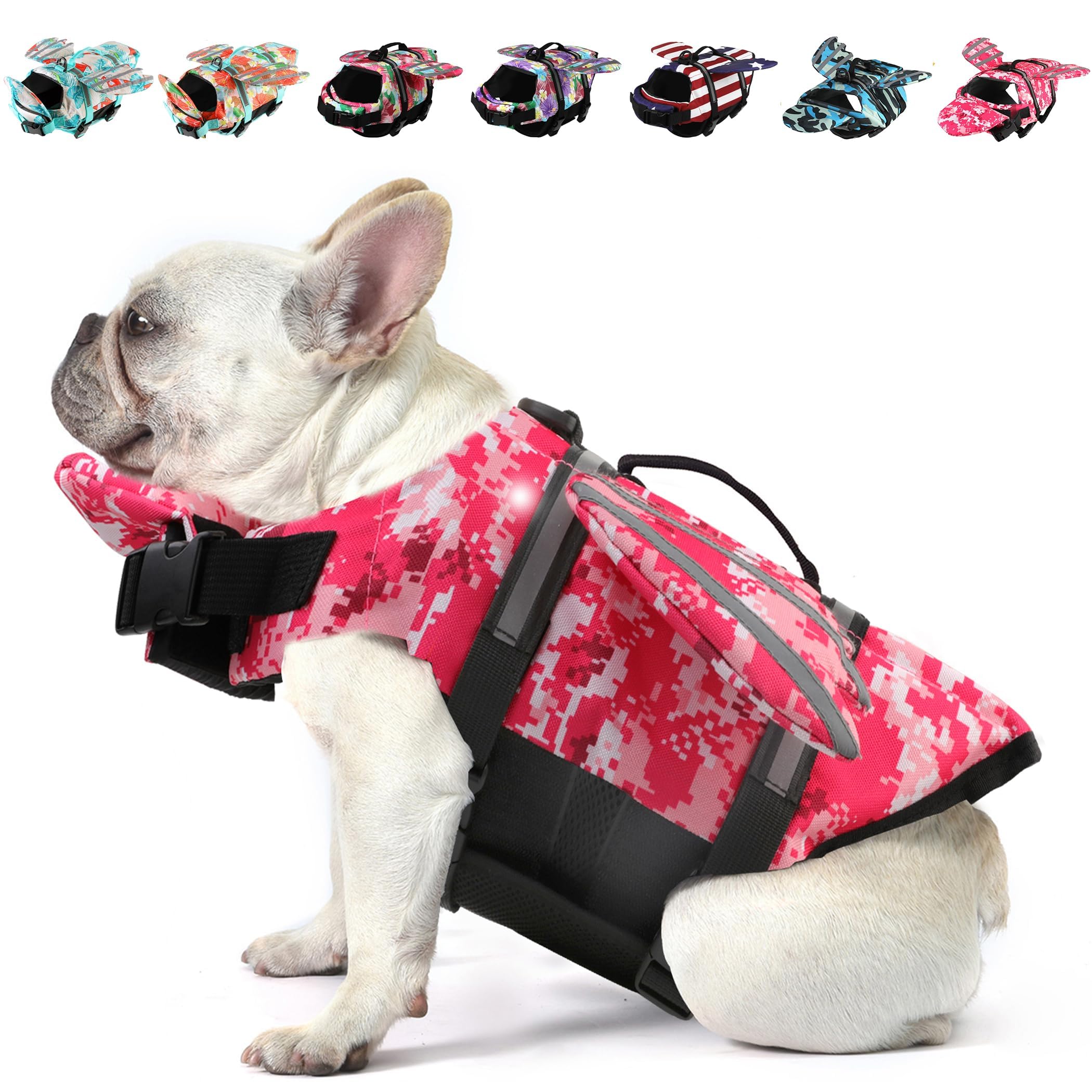 Petglad Dog Life Jacket, High Buoyancy Wings Pet Life Vest for Swimming Boating, Safety Flotation Swim Vest with Extra Chin Float for Small Medium Large Dogs - Pink Camo, XL โ image 1