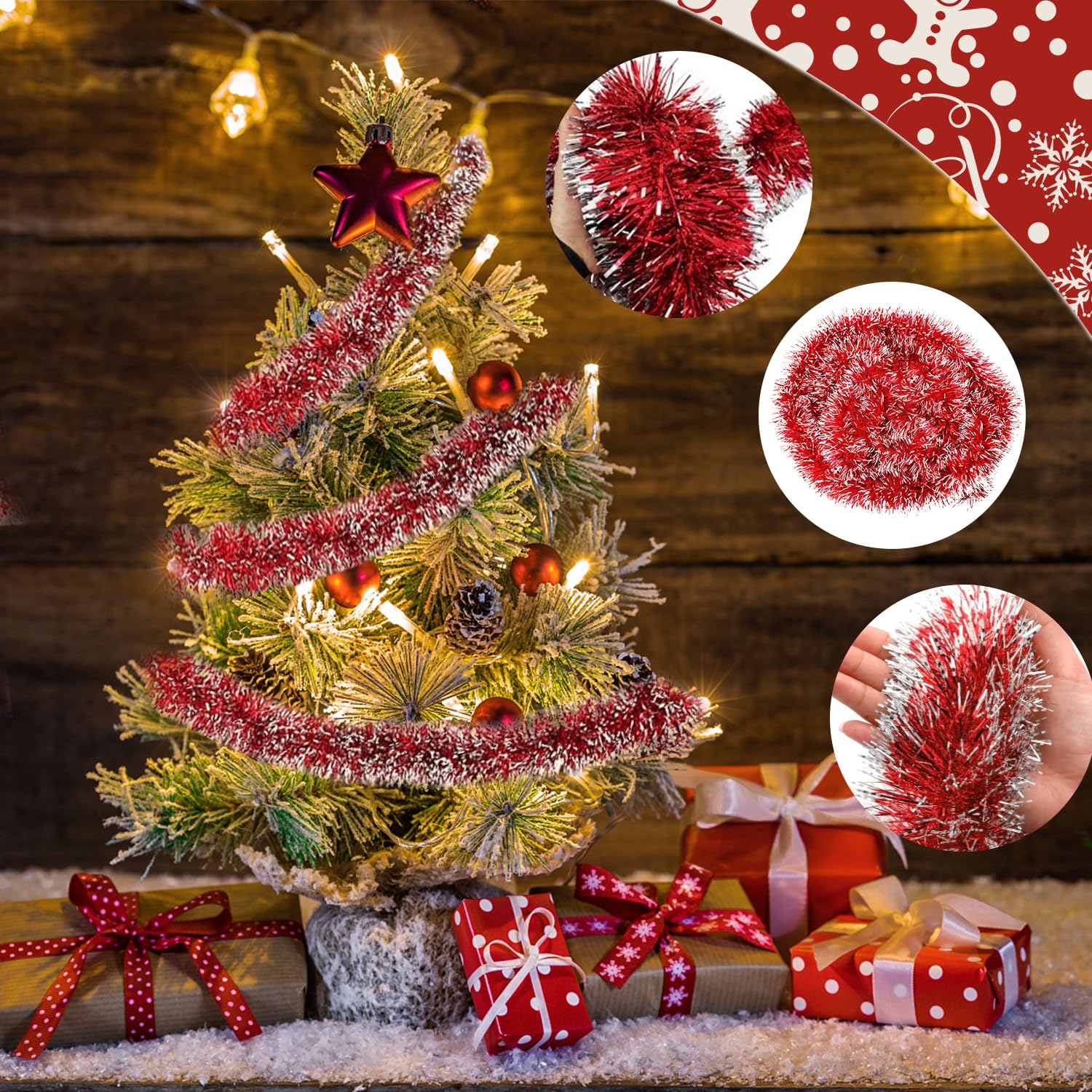 Lot De 6 Guirlandes Déco De Noël 2 Mètres - Guirlande Métallique Argentée Pour Sapin, Escalier, Maison | Réutilisable, Facile à Modeler