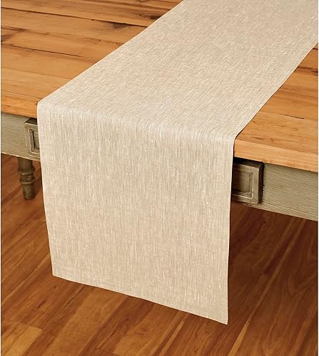 Solino Home - Camino de mesa de lino de 14 x 36 pulgadas, beige champán, Athena, para otoño, Acción de Gracias, Navidad, vacaciones, lavable a