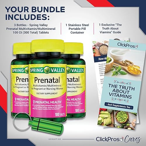 Miniatura 2 de Spring Valley - Multivitamínicomultimineral prenatal para mujeres embarazadas y lactantes, tabletas de suplemento dietético, paquete de 100