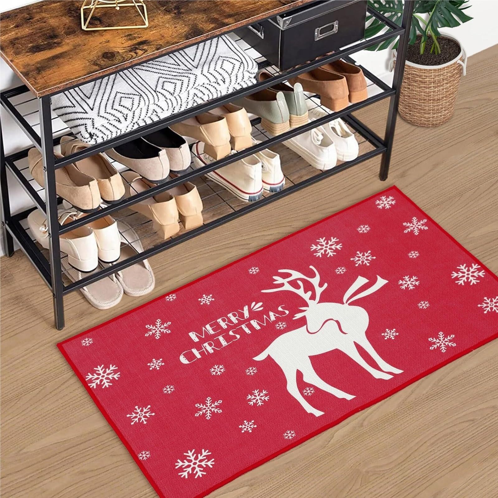 Zerbino Tappetino di Benvenuto for Porta D'ingresso Natalizia, Decorativo for Ingresso Interno Ed Esterno per L'Ingresso(60x90cm)