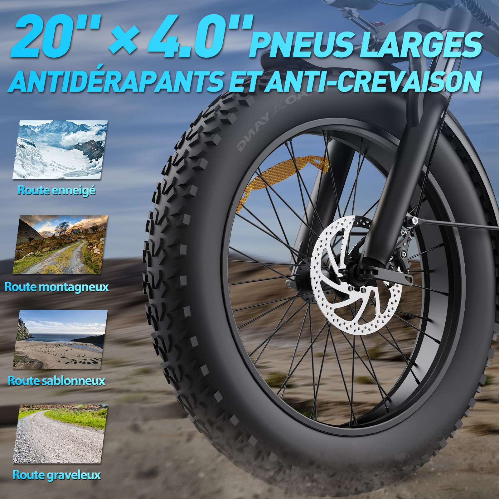 YVY Vélo Électrique Pliable, Autonomie 120km/150km, Batterie Amovible 15/23Ah, 20" Fat Bike Électrique, VTC 7 Vitesses, E-Bike Double Suspension, Double Disque, Écran LCD