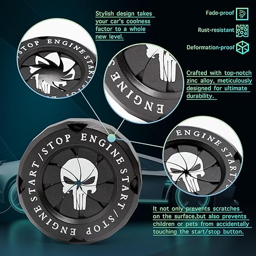 Miniatura 4 de Cubierta de botón de arranque giratorio para el motor de automóvil, cubierta de botón de parada antiarañazos, aleación de zinc universal, color
