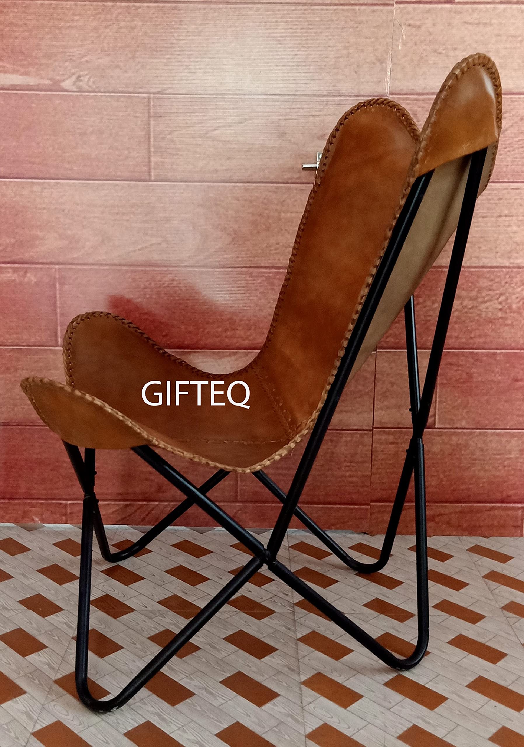 Amazon.co.jp: GifteQ メンズ レザーバタフライチェア レザーラウンジ
