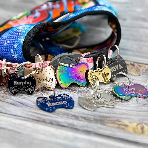 Miniatura 3 de Placa de identificación personalizada para perro con 5 líneas con grabado personalizado y profundo de acero inoxidable duradero, tamaño regular,