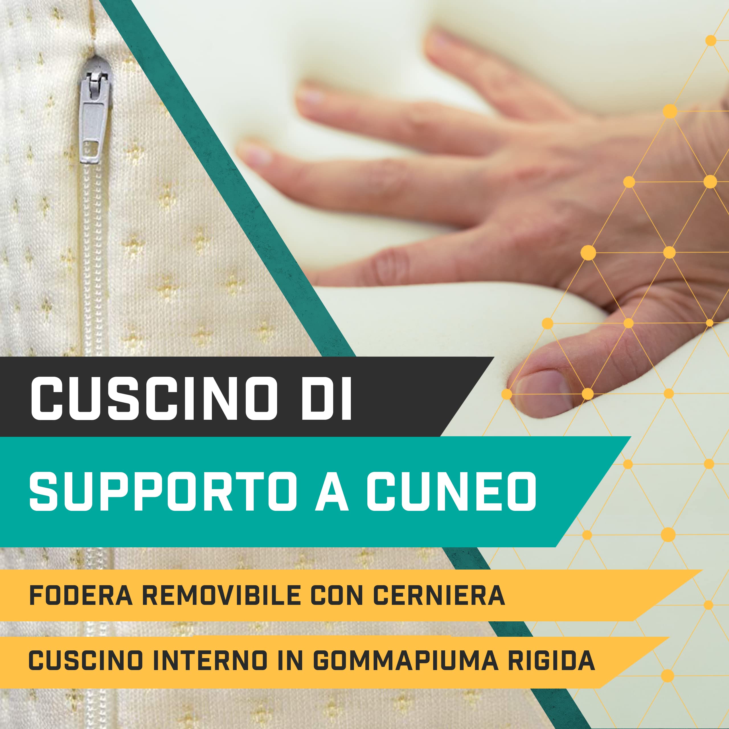 Cuscino Antireflusso Ergonomico - Cuscino a Cuneo Ortopedico in Cotone per Letto e Divano - Cuscini da Lettura, Supporto per Schiena e Rialzo Gambe