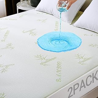 MUXHOMO 2 Pack Twin Mattress Protector Waterproof, Mattress Cover Twin Size Bed, Cooling and Breathable Bed Pad Cover, Deep Pocket 8"-21"